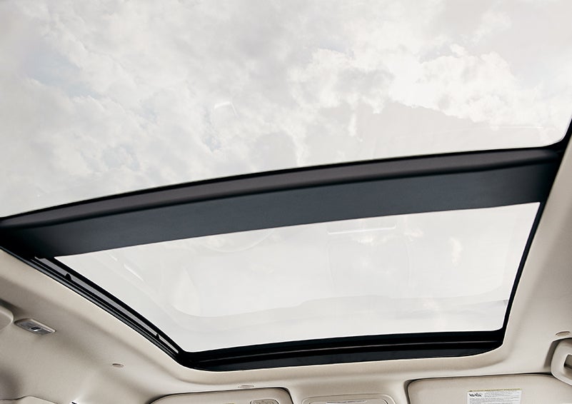 The available panoramic Vista Roof® is shown from inside a 2023 Lincoln Corsair® SUV. | Evergreen Lincoln in Issaquah WA